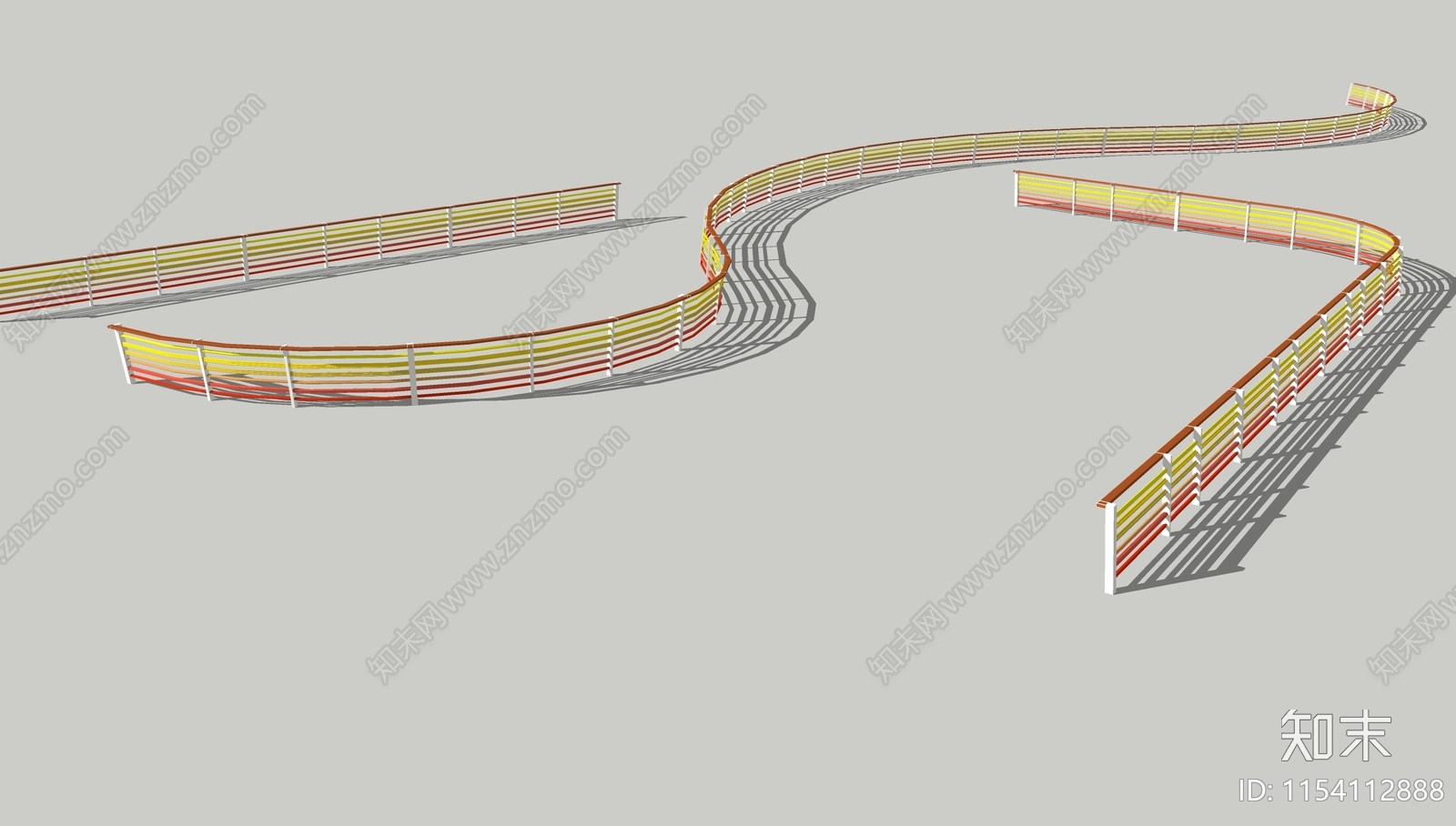 现代彩色景观栏杆SU模型下载【ID:1154112888】