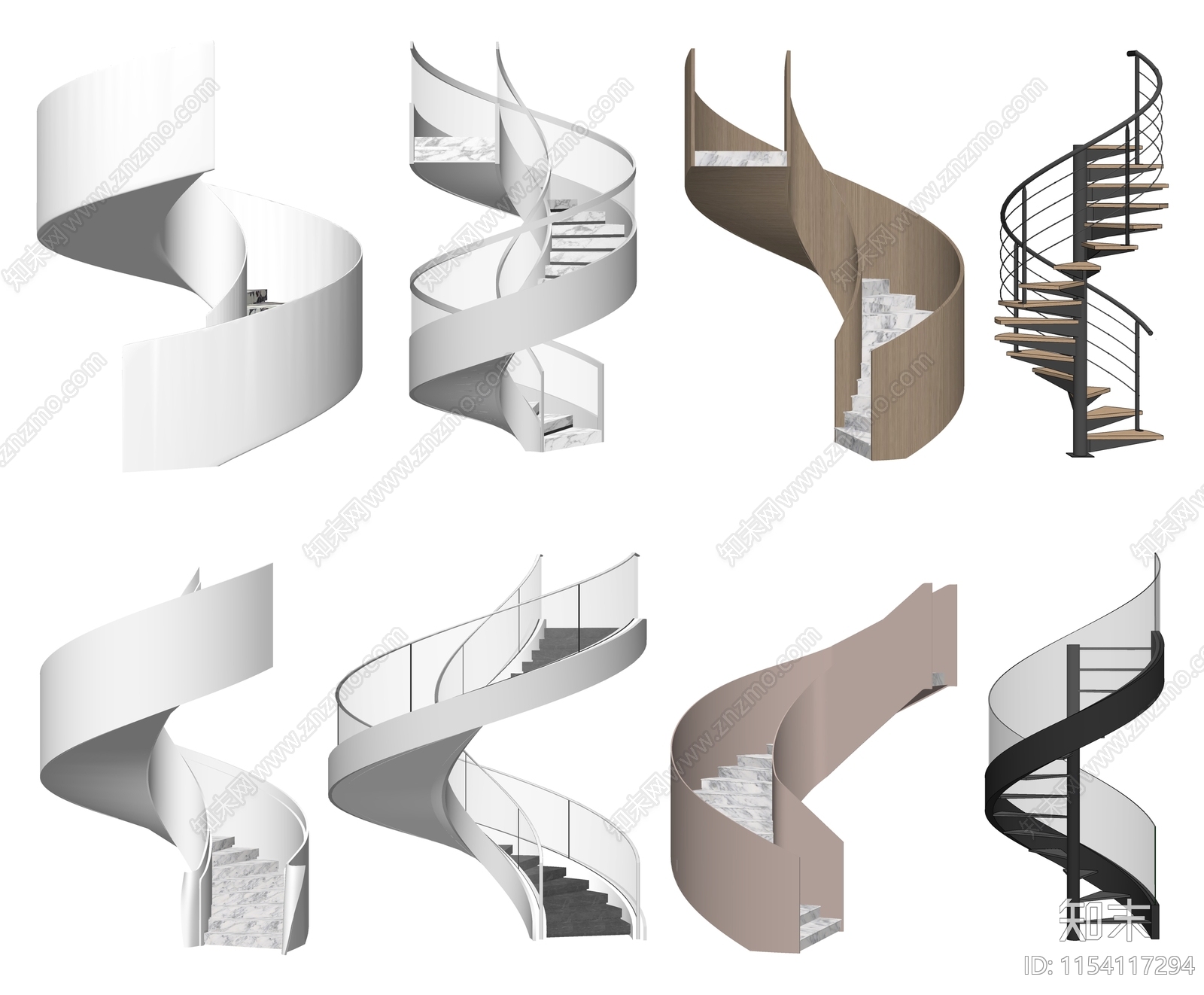 现代旋转楼梯SU模型下载【ID:1154117294】