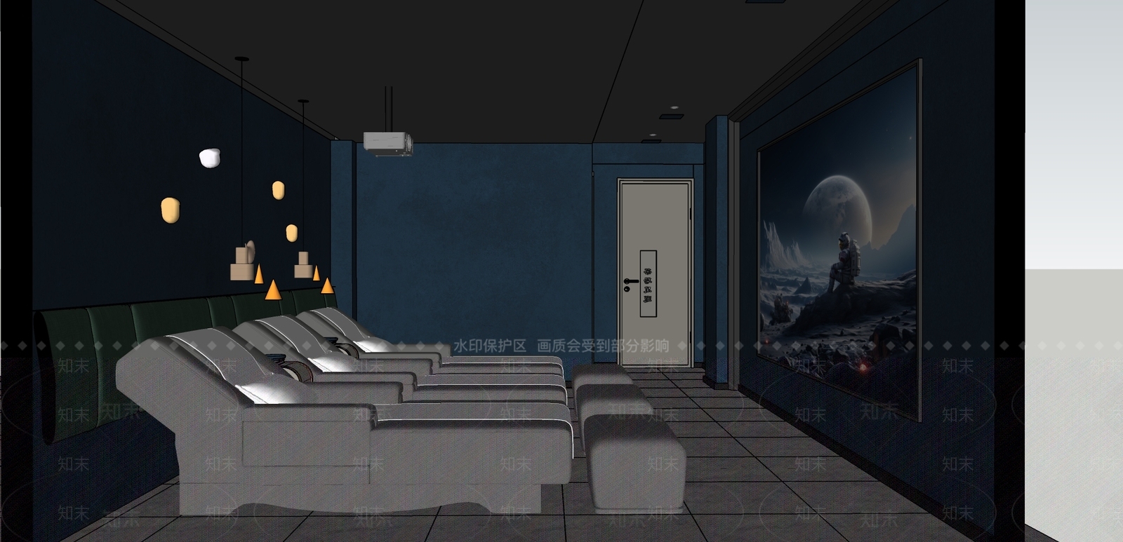 现代暗黑科技足浴会所SU模型下载【ID:1154120378】
