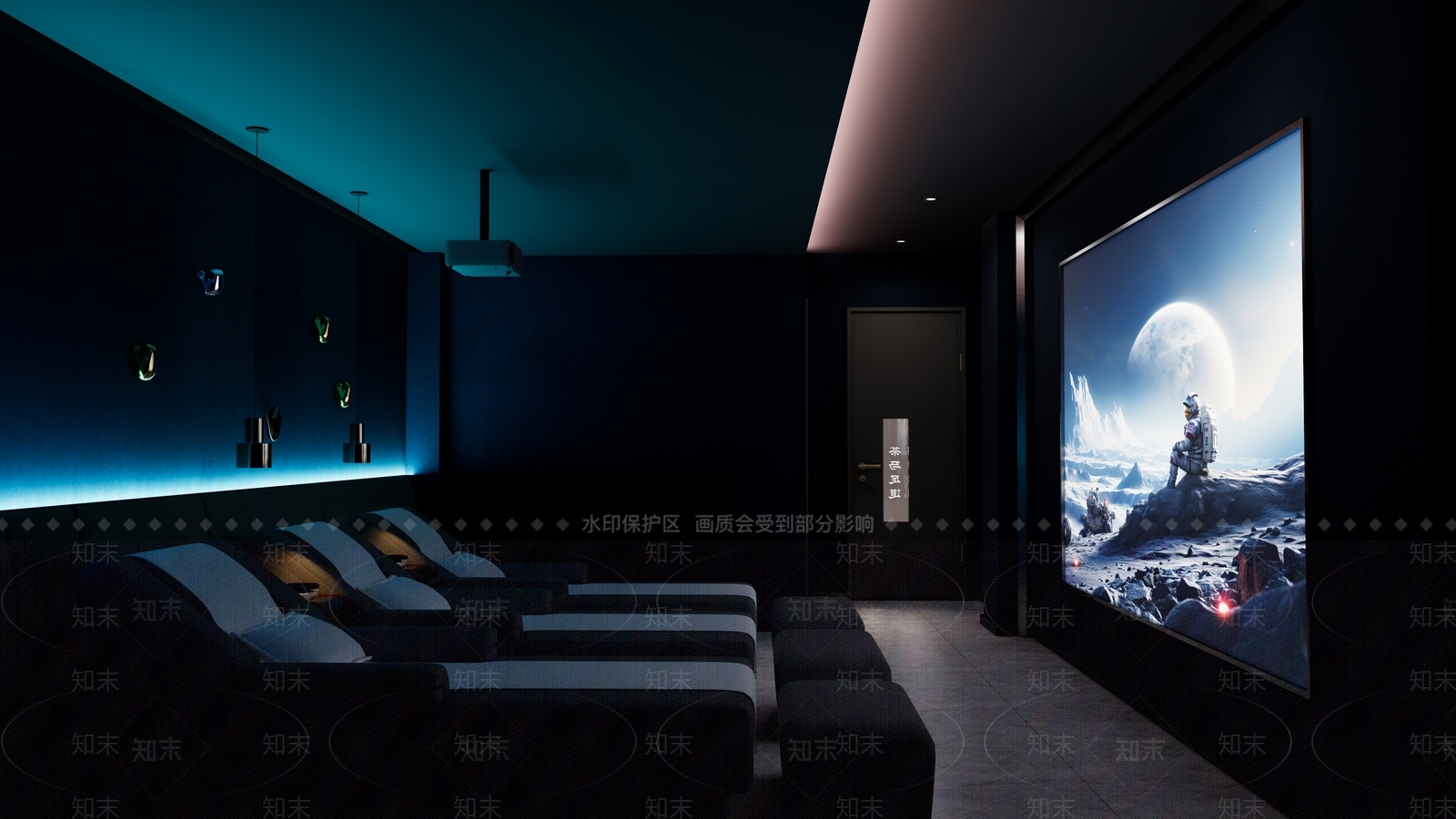 现代暗黑科技足浴会所SU模型下载【ID:1154120378】