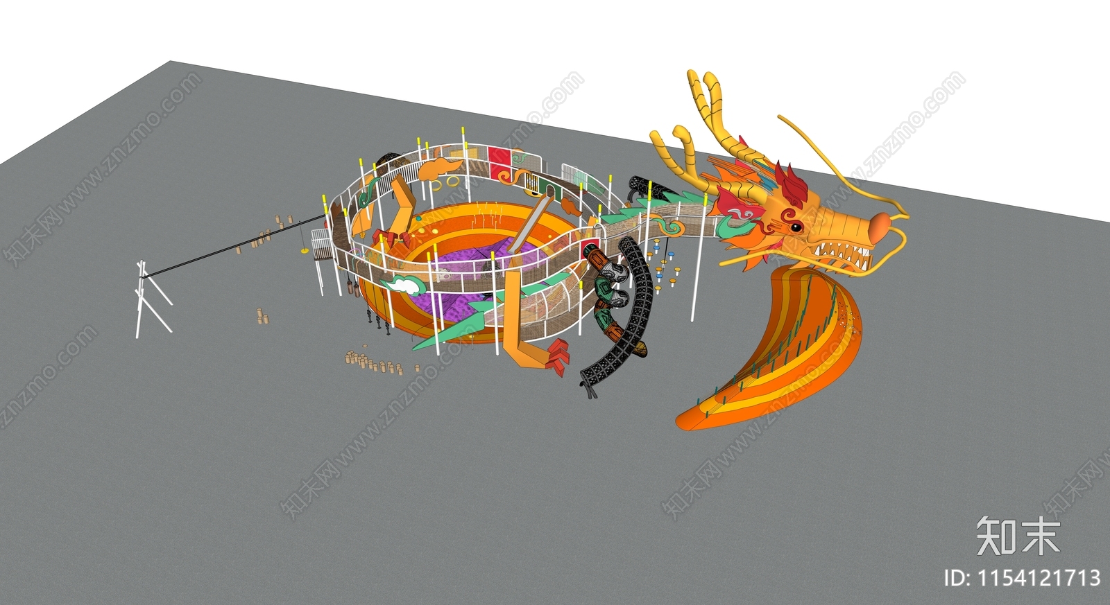 龙主题游乐设施SU模型下载【ID:1154121713】