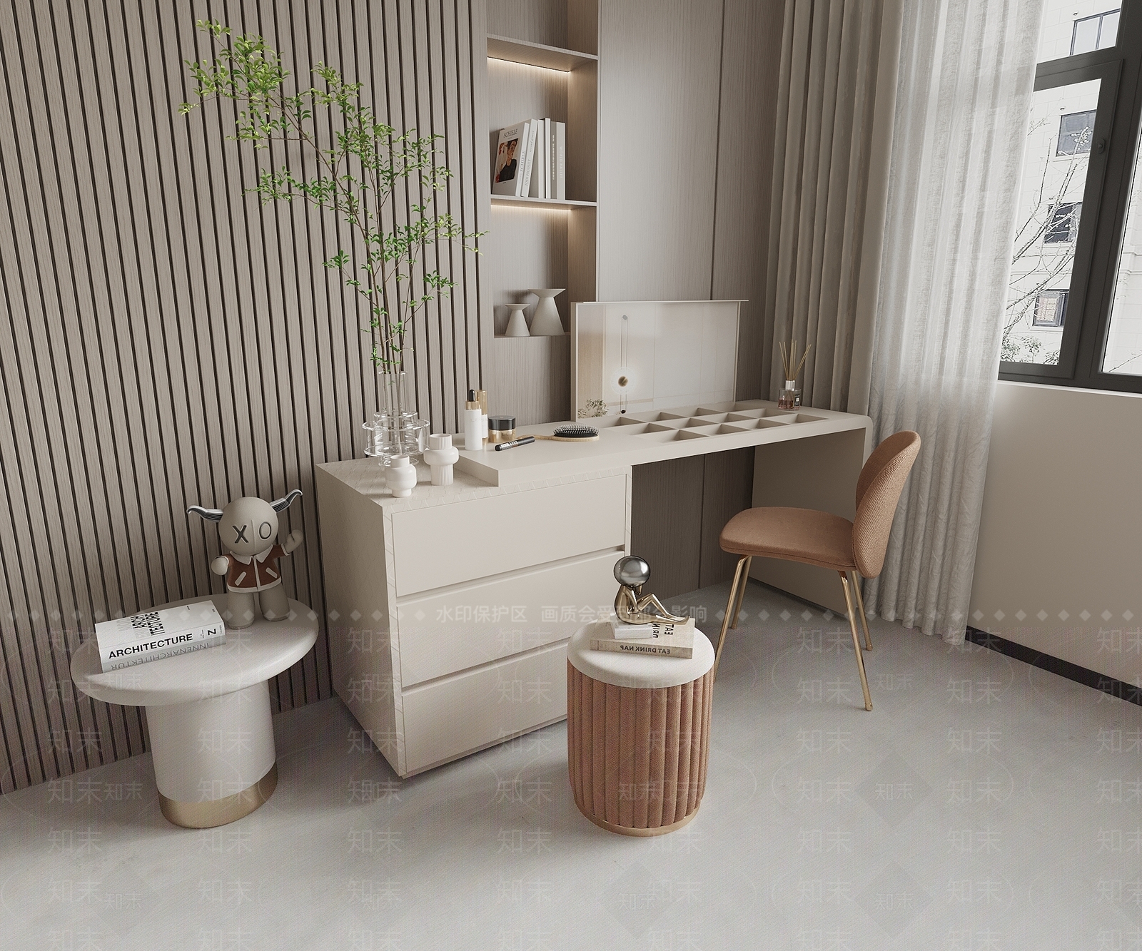 现代妆台妆凳3D模型下载【ID:1154125617】