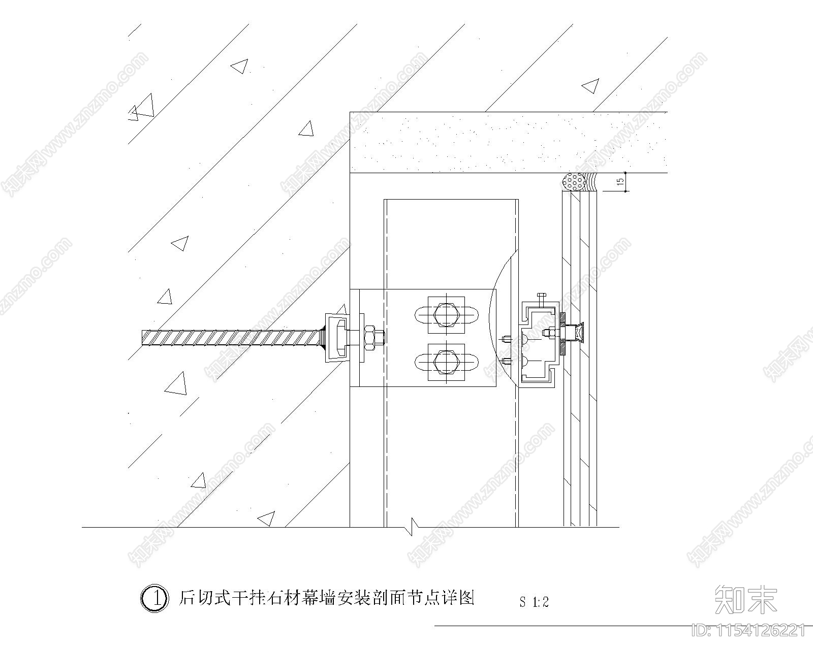 干挂石材幕墙施工图下载【ID:1154126221】