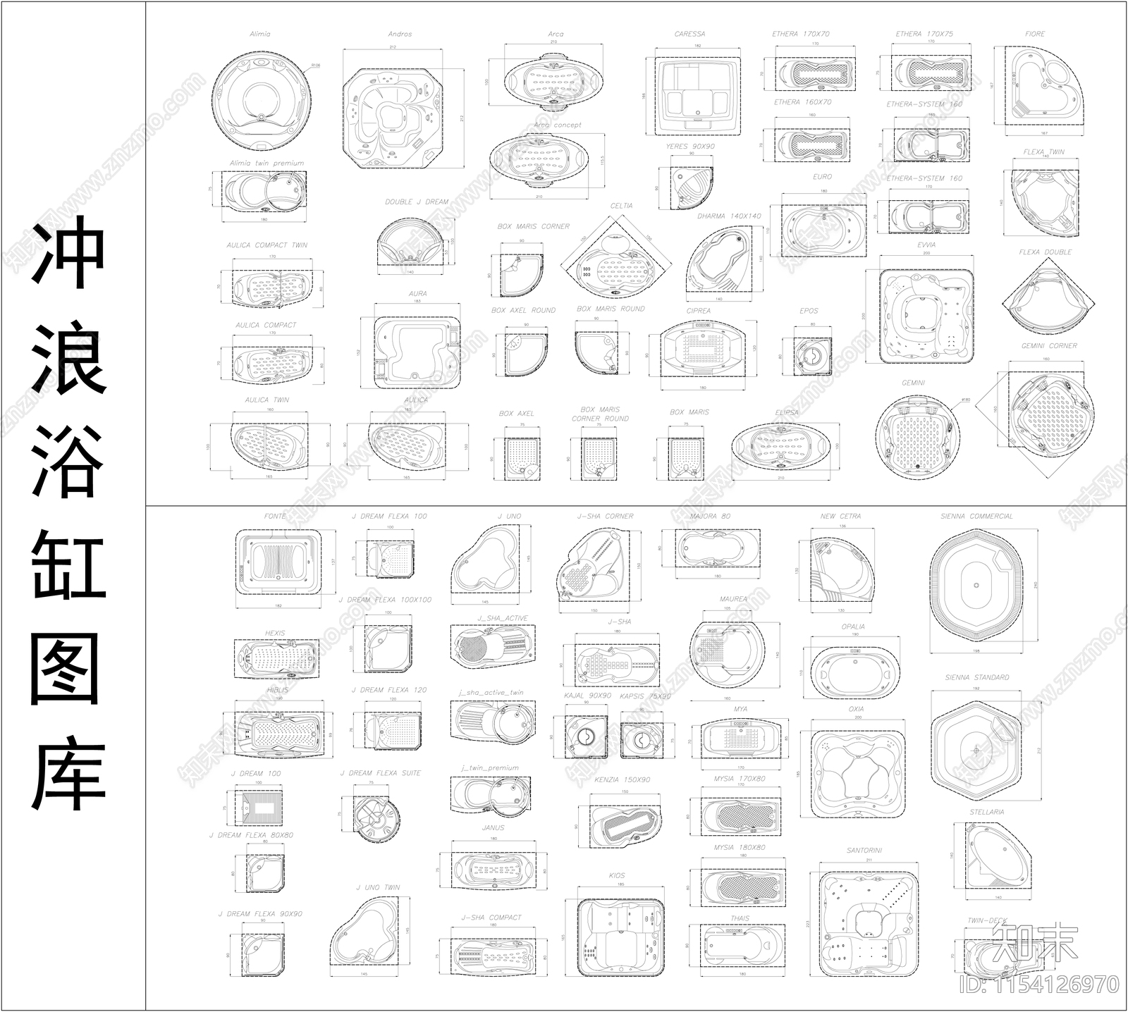 冲浪浴缸图库cad施工图下载【ID:1154126970】