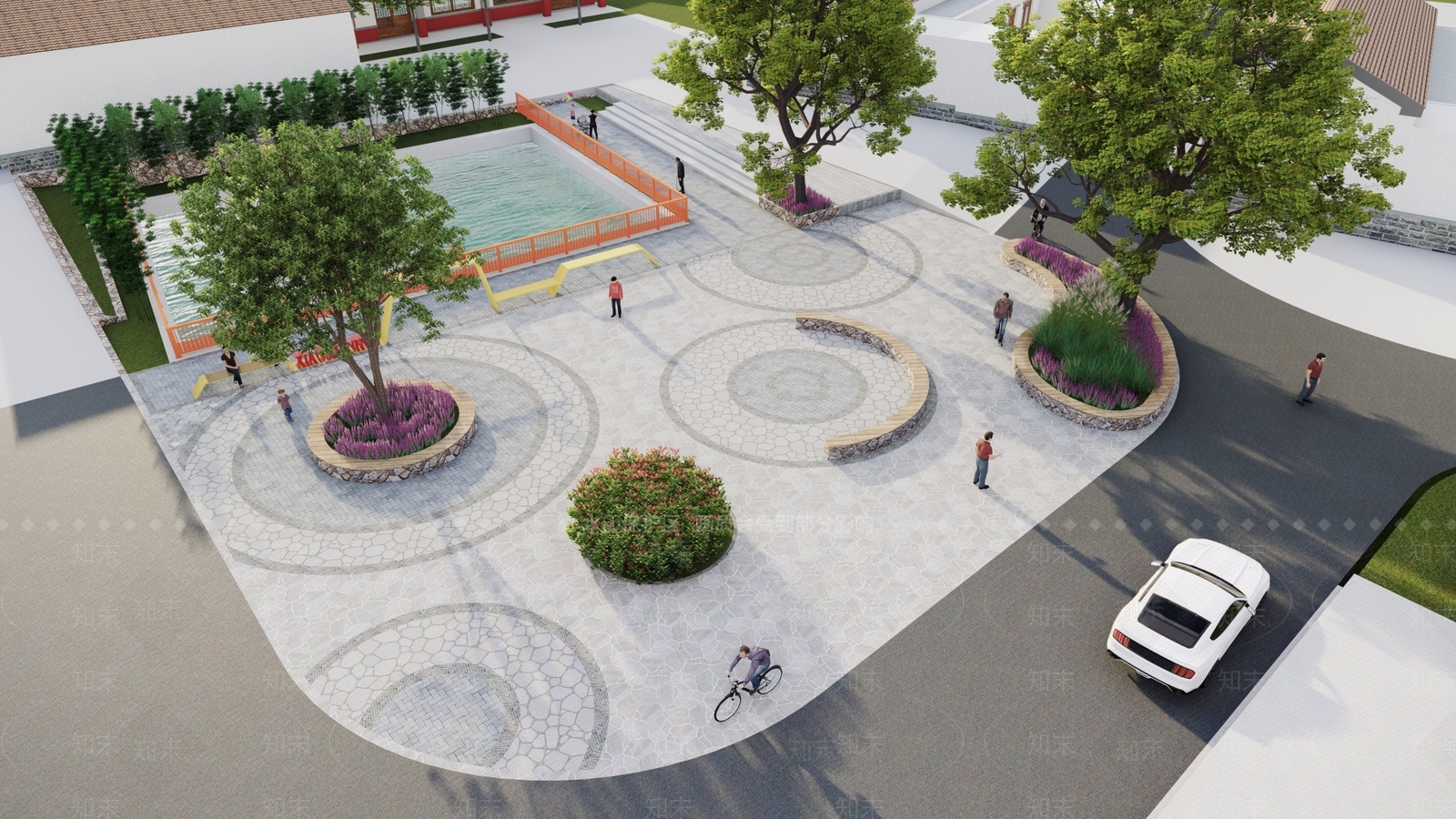 新中式乡村休闲广场景观设计SU模型下载【ID:1154135795】