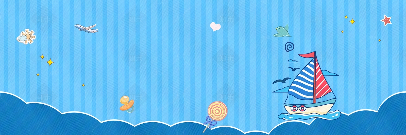 蓝色海洋熊帆船壁纸壁画贴图下载【ID:1154138839】