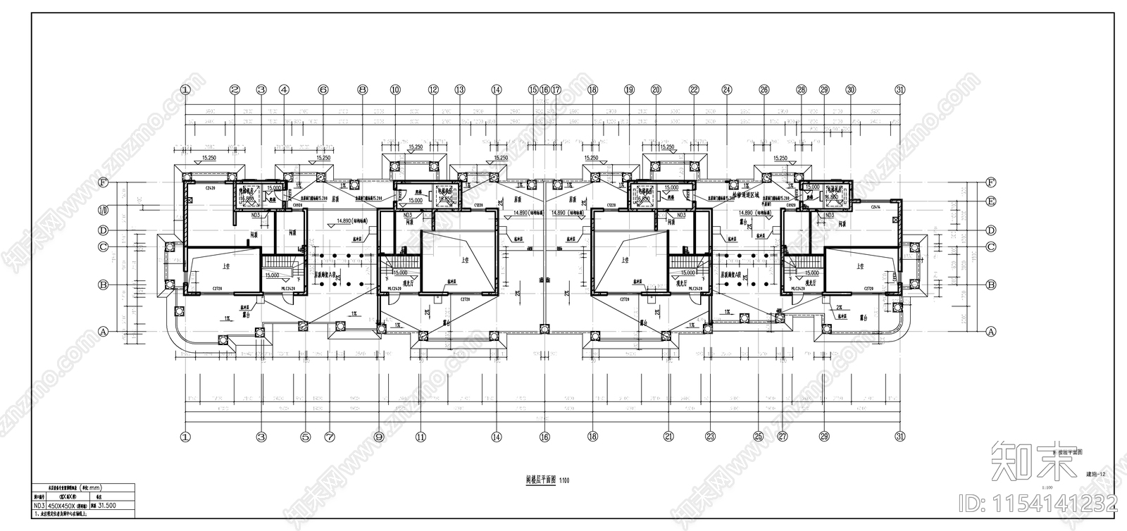 欧式古典高层住宅楼建施图cad施工图下载【ID:1154141232】