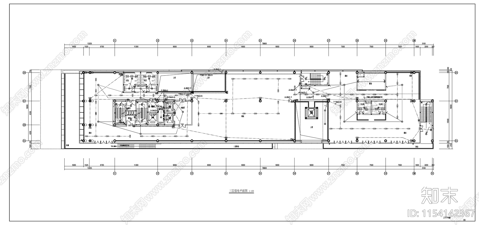 某多层商业街建筑电气cad施工图下载【ID:1154142367】