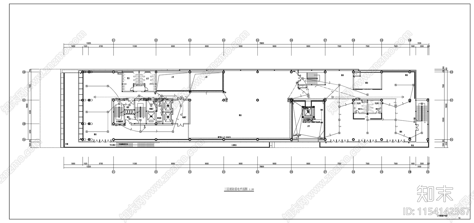 某多层商业街建筑电气cad施工图下载【ID:1154142367】