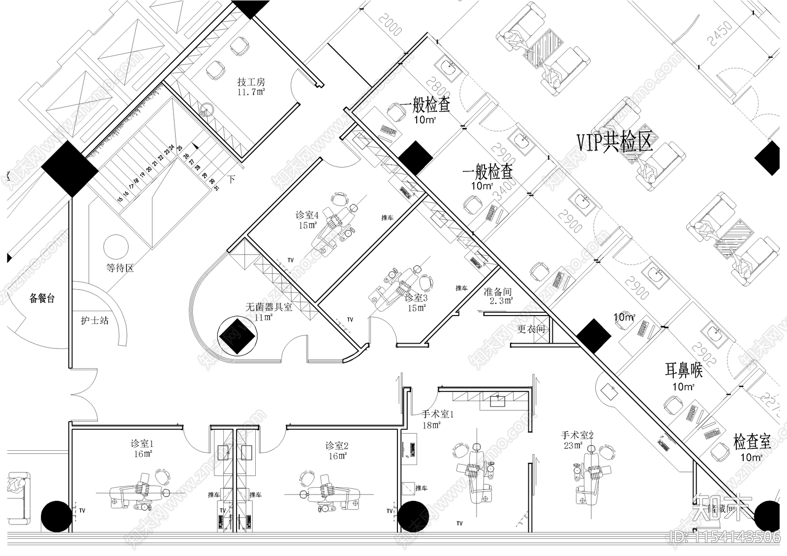 现代风格口腔医院cad施工图下载【ID:1154143506】