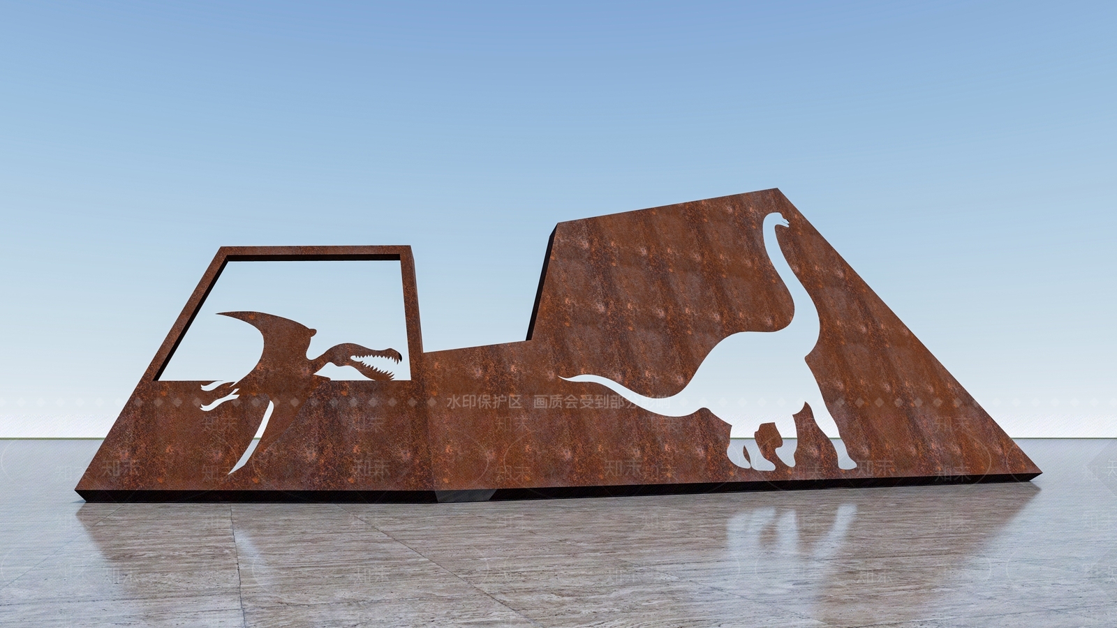 现代恐龙主题雕塑小品SU模型下载【ID:1154145975】