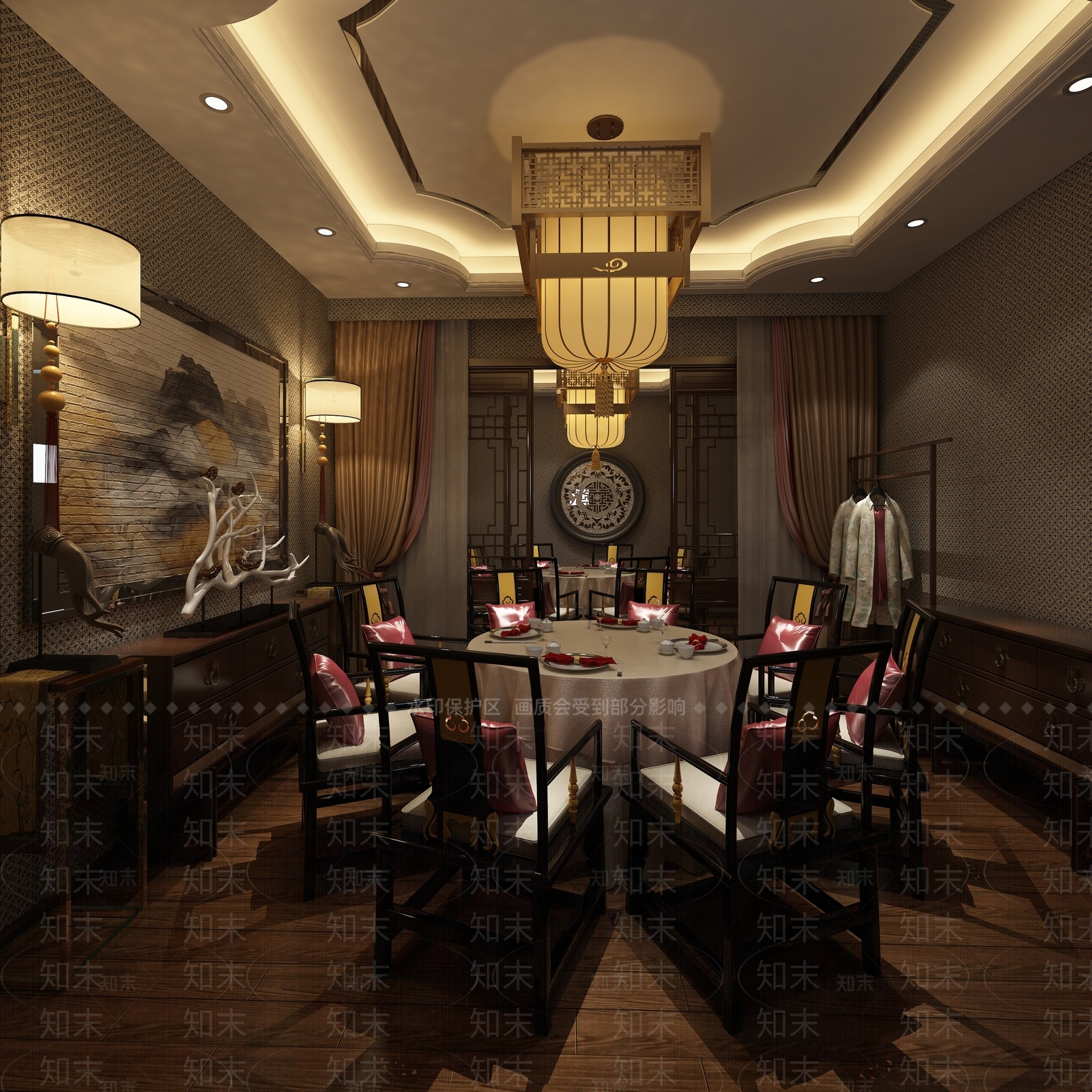 新中式包厢SU模型下载【ID:1154149309】