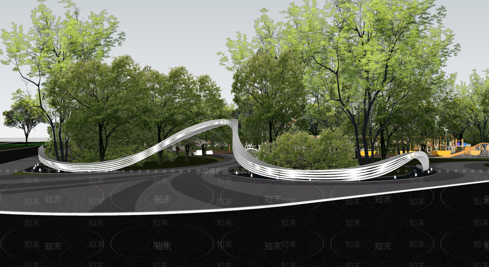 现代体育公园SU模型下载【ID:1154150879】