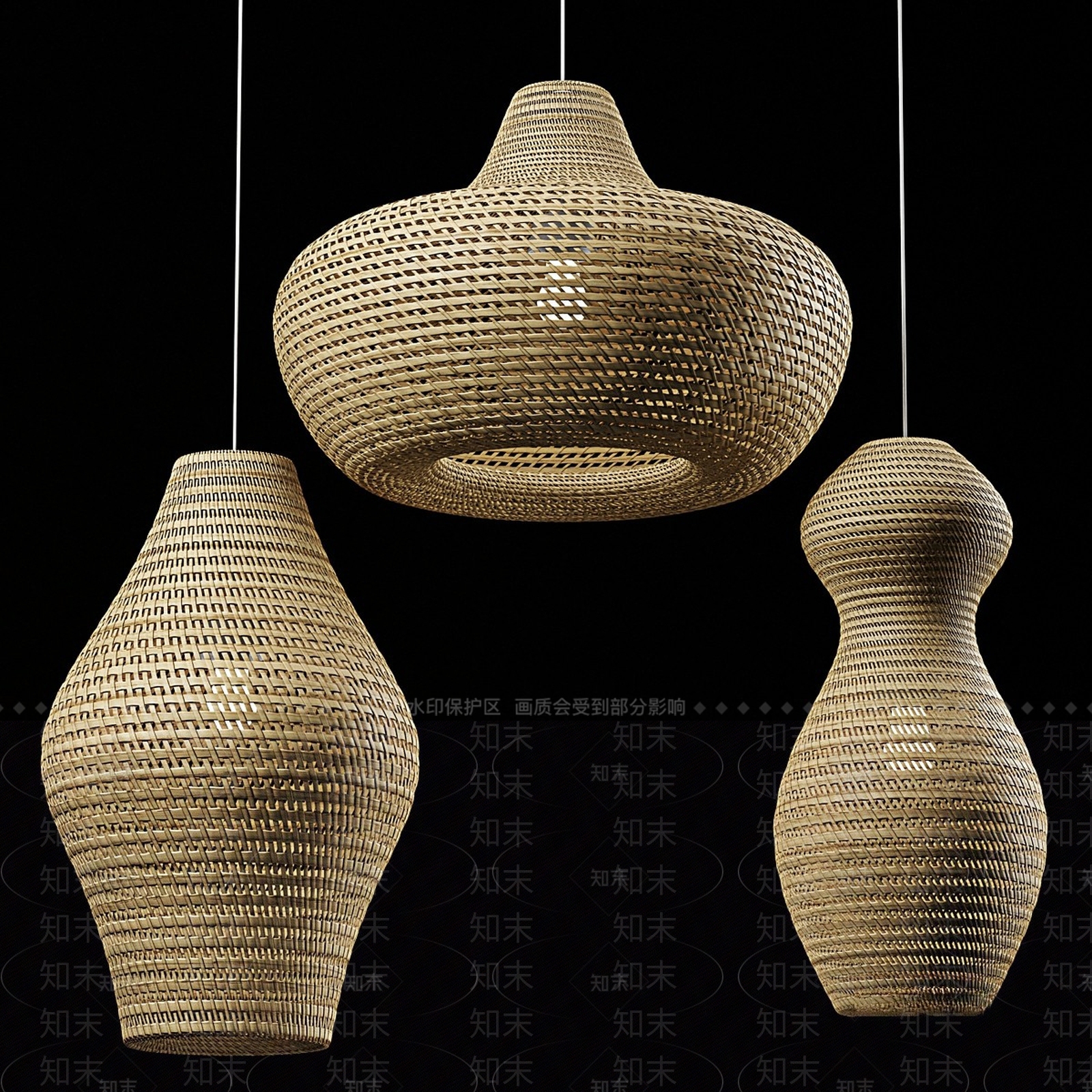 东南亚藤制吊灯3D模型下载【ID:1154151897】