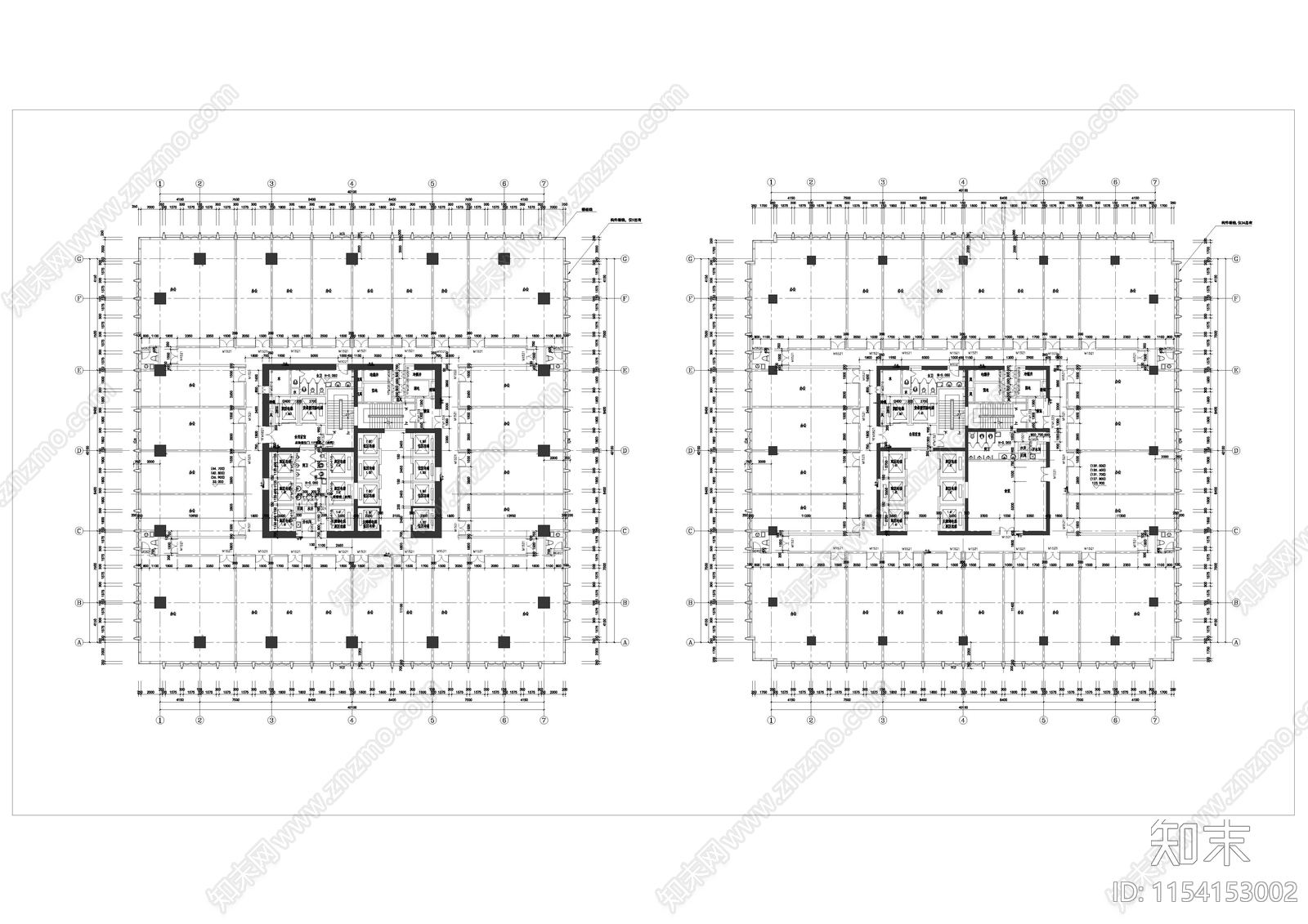 超高层办公室施工图下载【ID:1154153002】