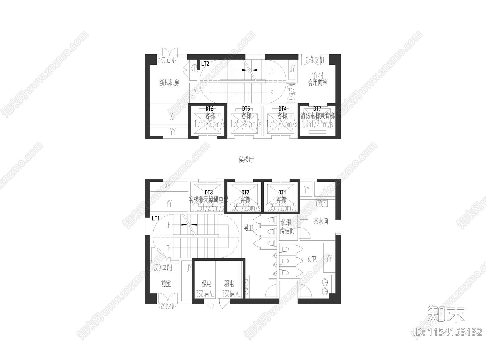 高层办公楼cad施工图下载【ID:1154153132】