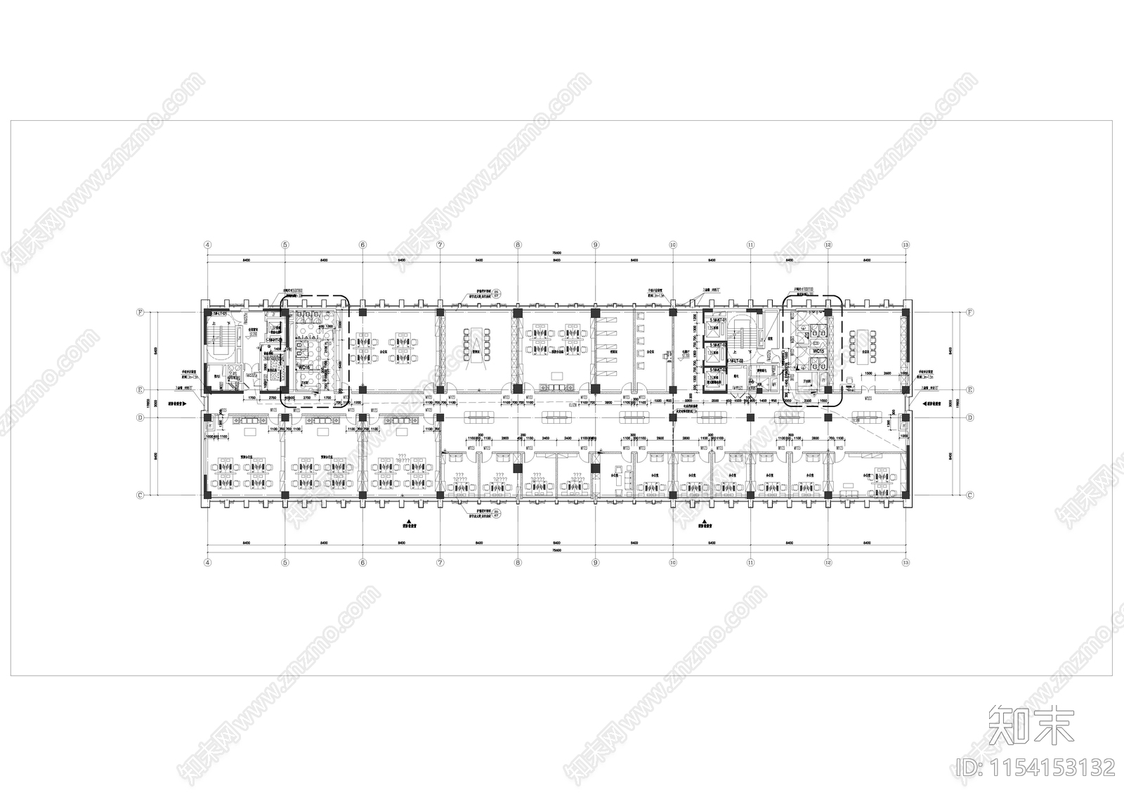 高层办公楼cad施工图下载【ID:1154153132】