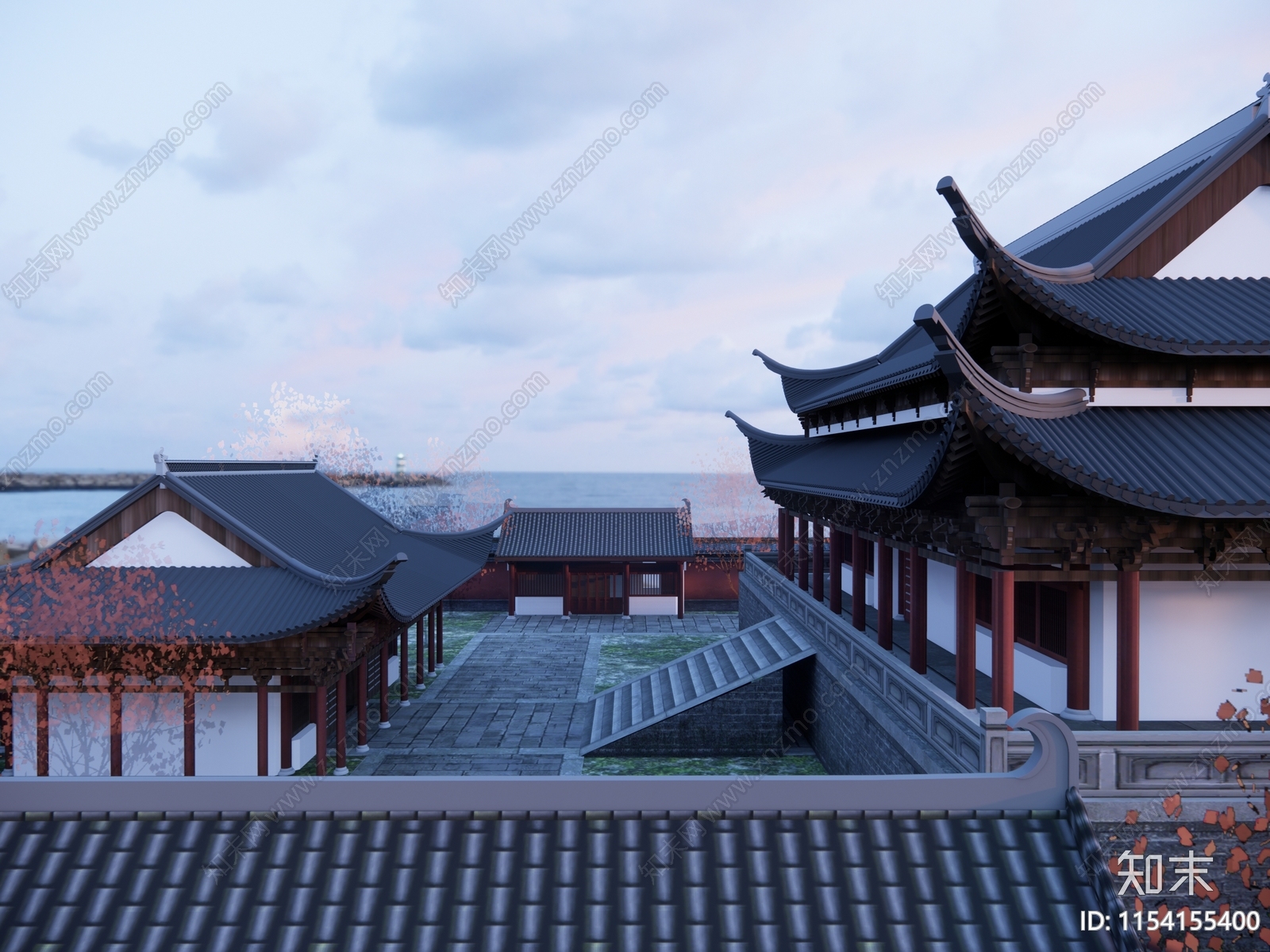 中式风格寺庙SU模型下载【ID:1154155400】