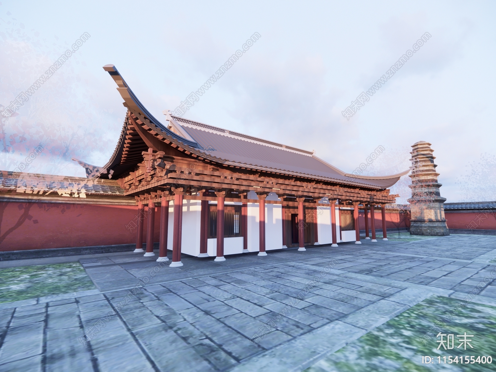 中式风格寺庙SU模型下载【ID:1154155400】