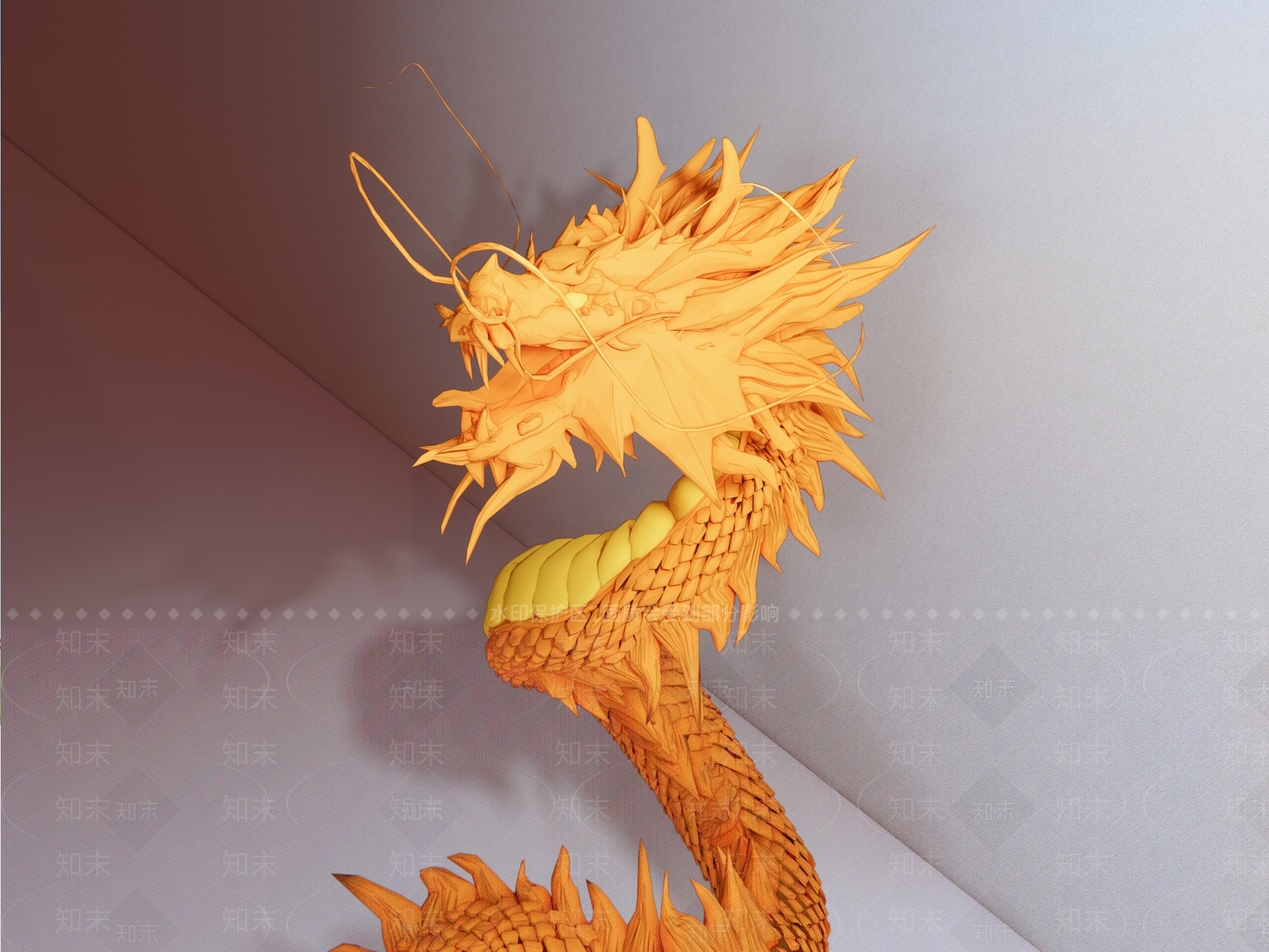 现代中国龙雕塑小品SU模型下载【ID:1154156199】