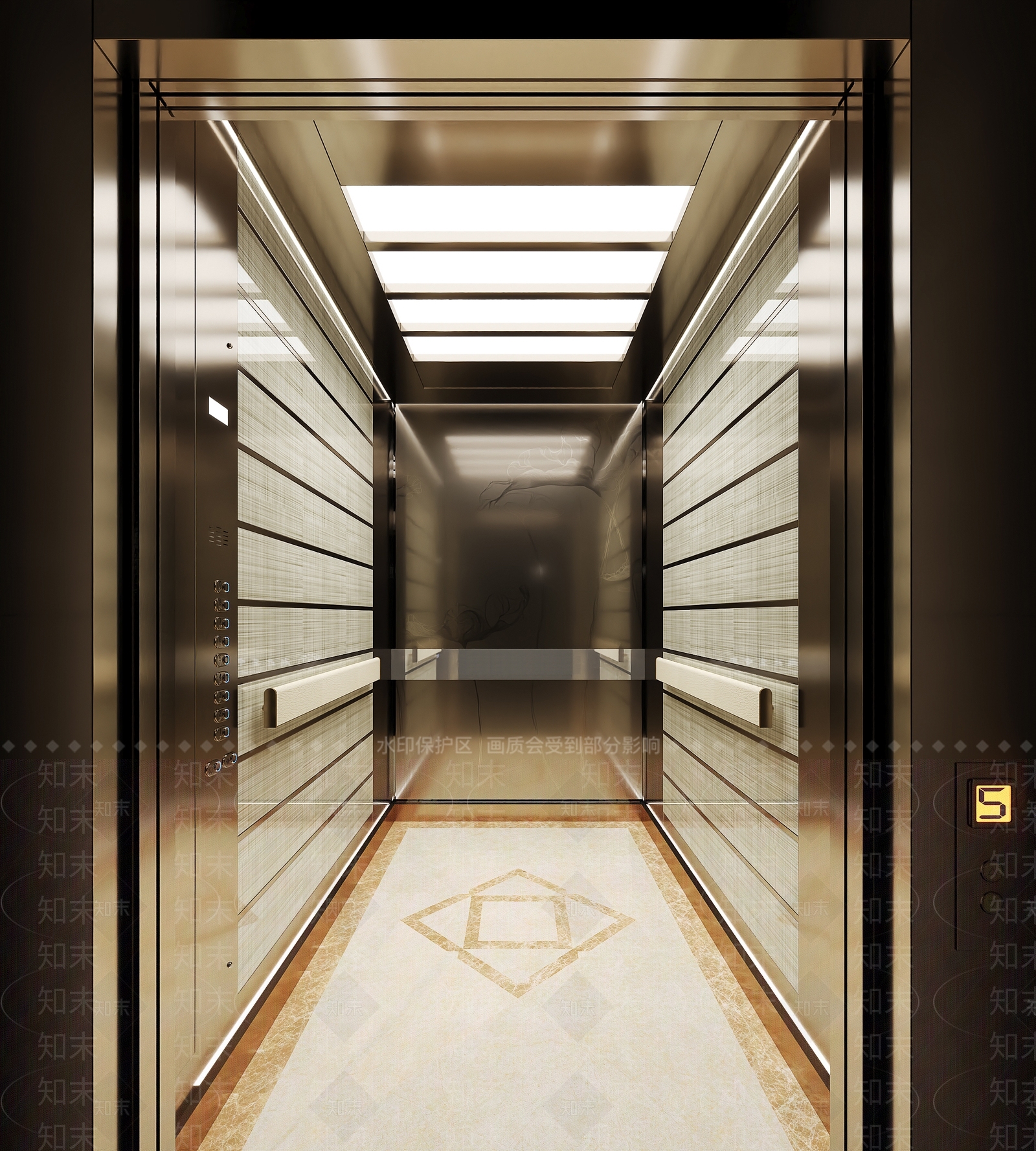 现代电梯轿厢3D模型下载【ID:1154156943】