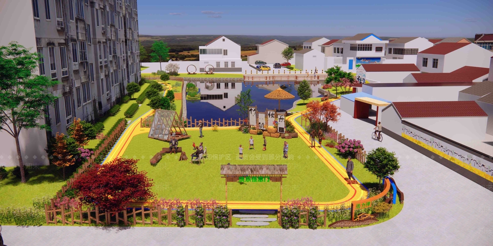 新中式乡村公园SU模型下载【ID:1154158664】