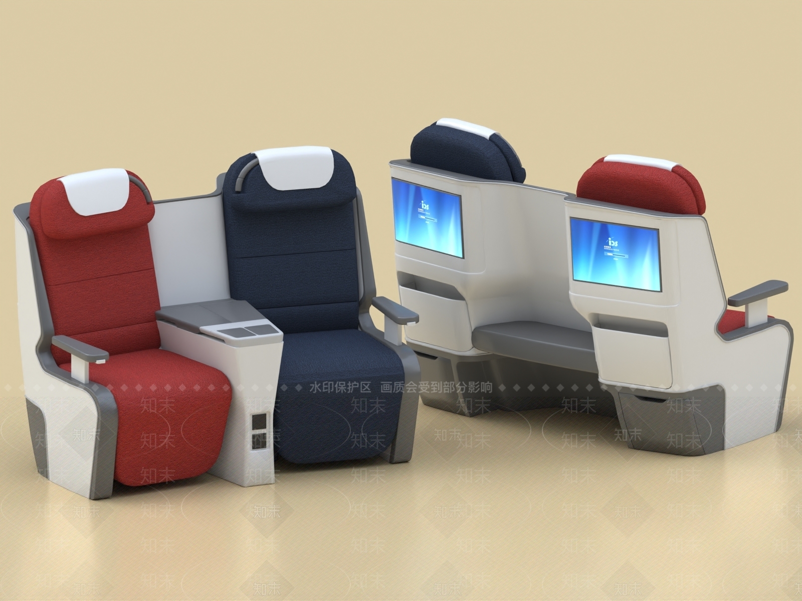 现代高铁座椅3D模型下载【ID:1154165648】