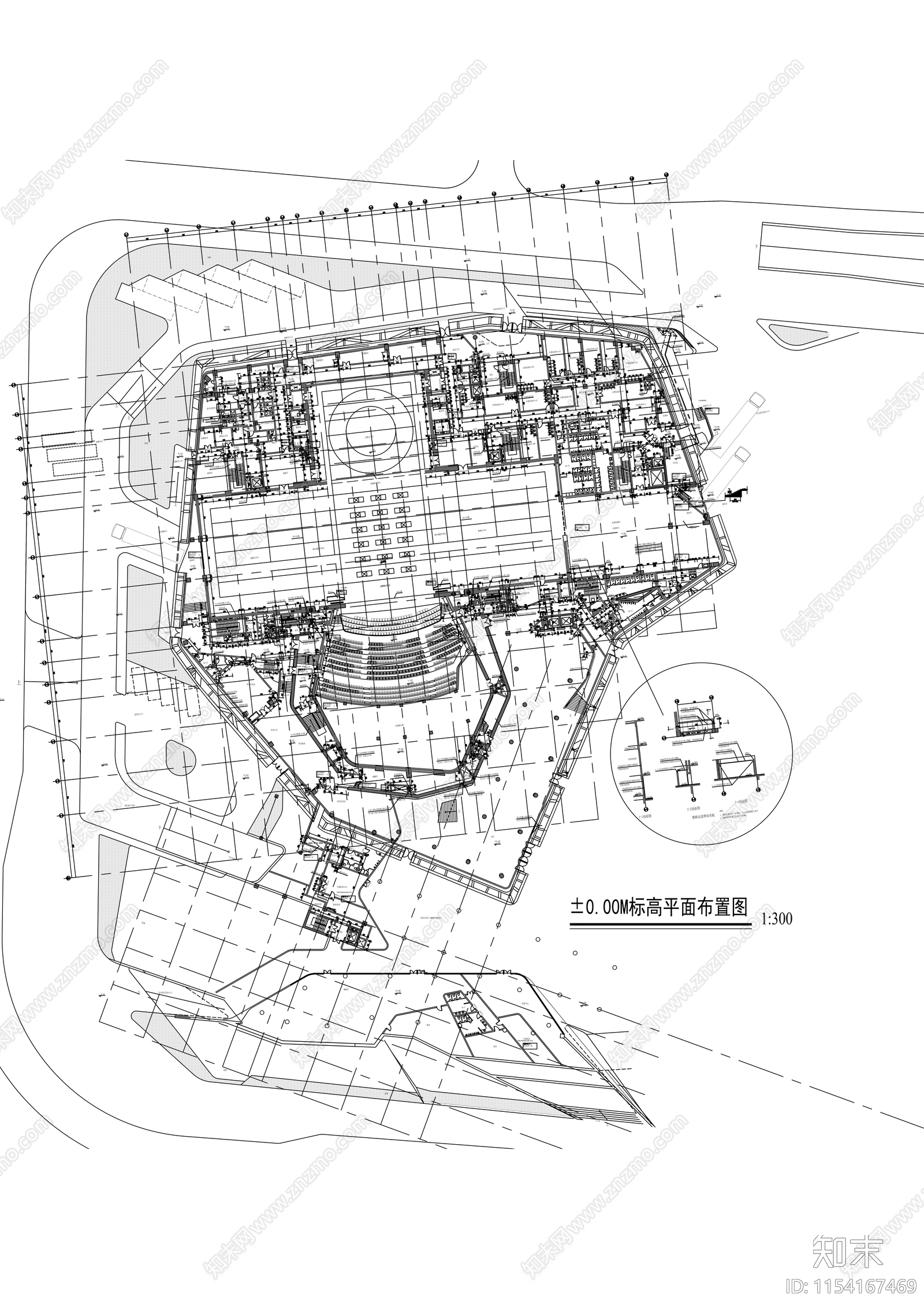 大型现代风格省级歌剧院设计cad施工图下载【ID:1154167469】