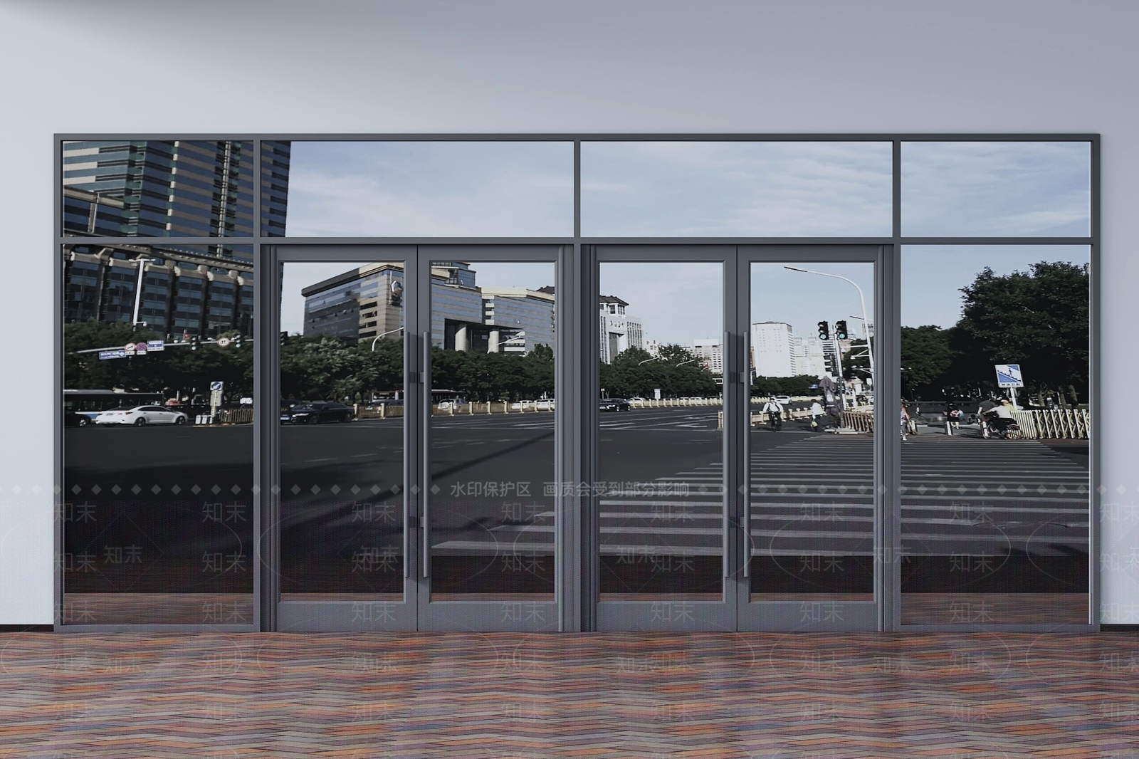 现代户外玻璃大门3D模型下载【ID:1154171496】