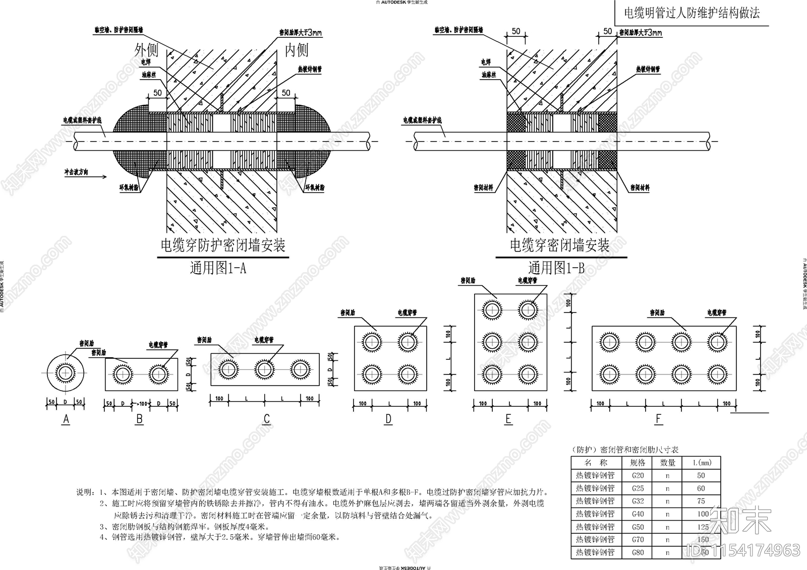 电气工程电缆安装大样图cad施工图下载【ID:1154174963】