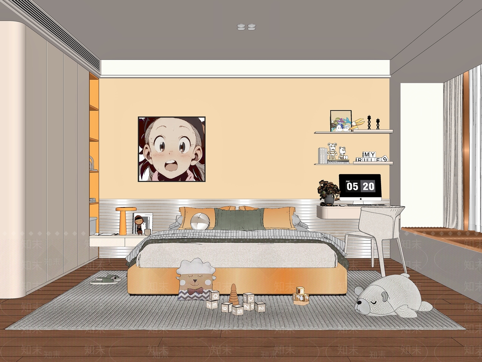 现代风格儿童房SU模型下载【ID:1154176157】