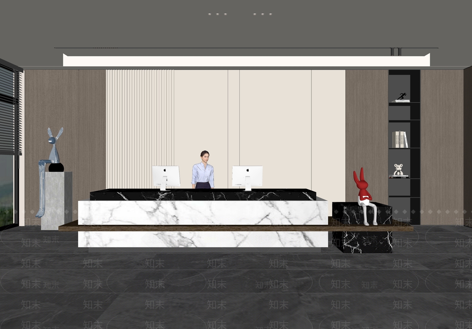 现代办公大堂SU模型下载【ID:1154176214】