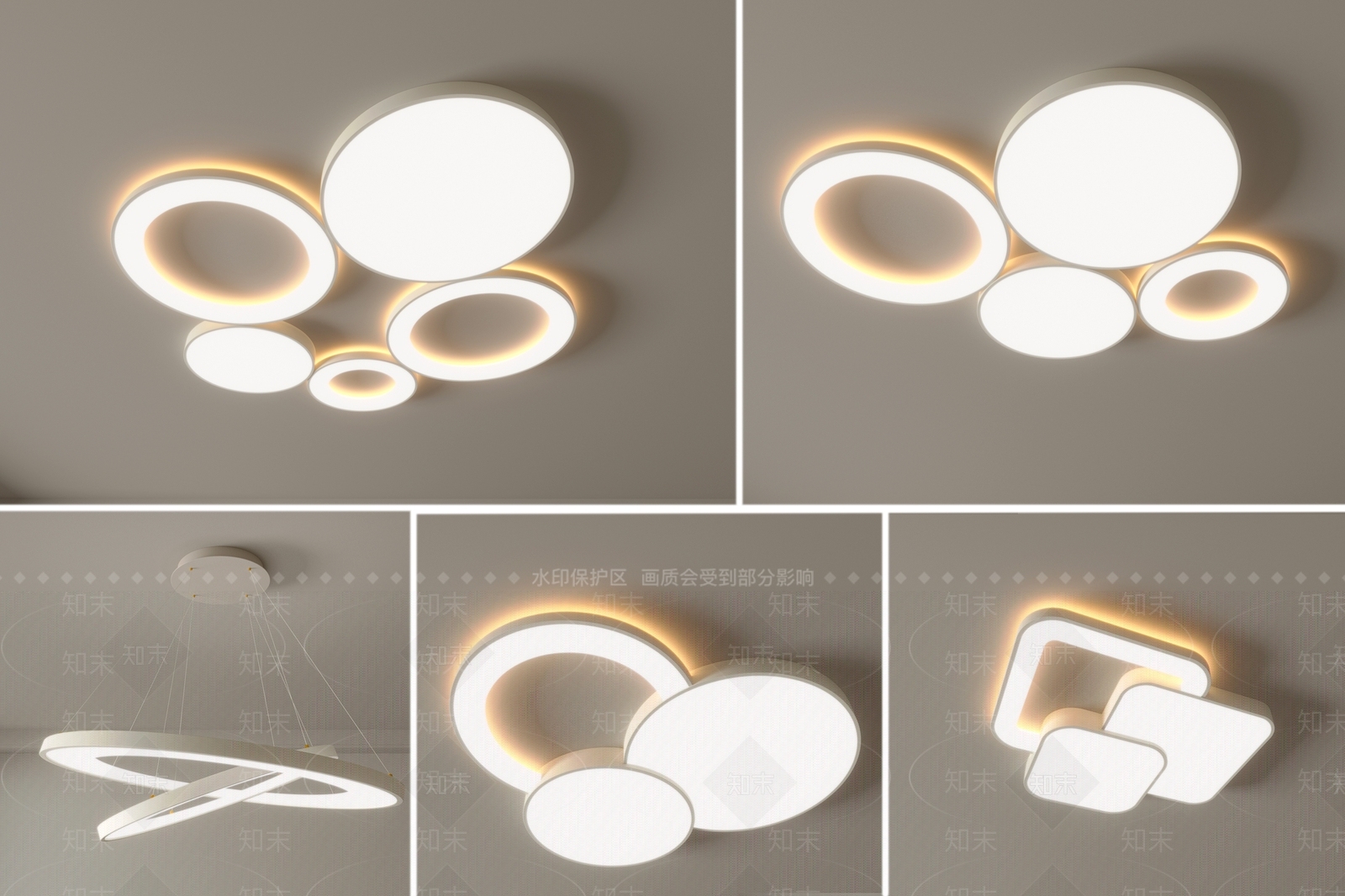 现代吸顶灯3D模型下载【ID:1154176689】