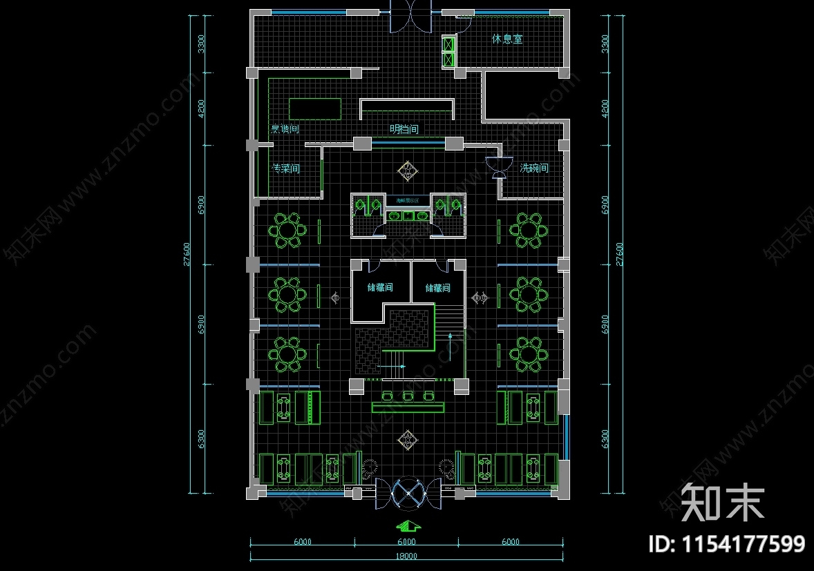 中式肥牛火锅店室内cad施工图下载【ID:1154177599】