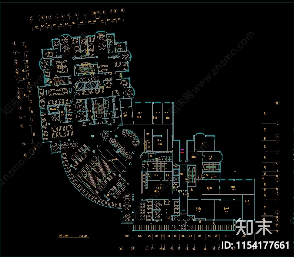 自助海鲜火锅店室内cad施工图下载【ID:1154177661】