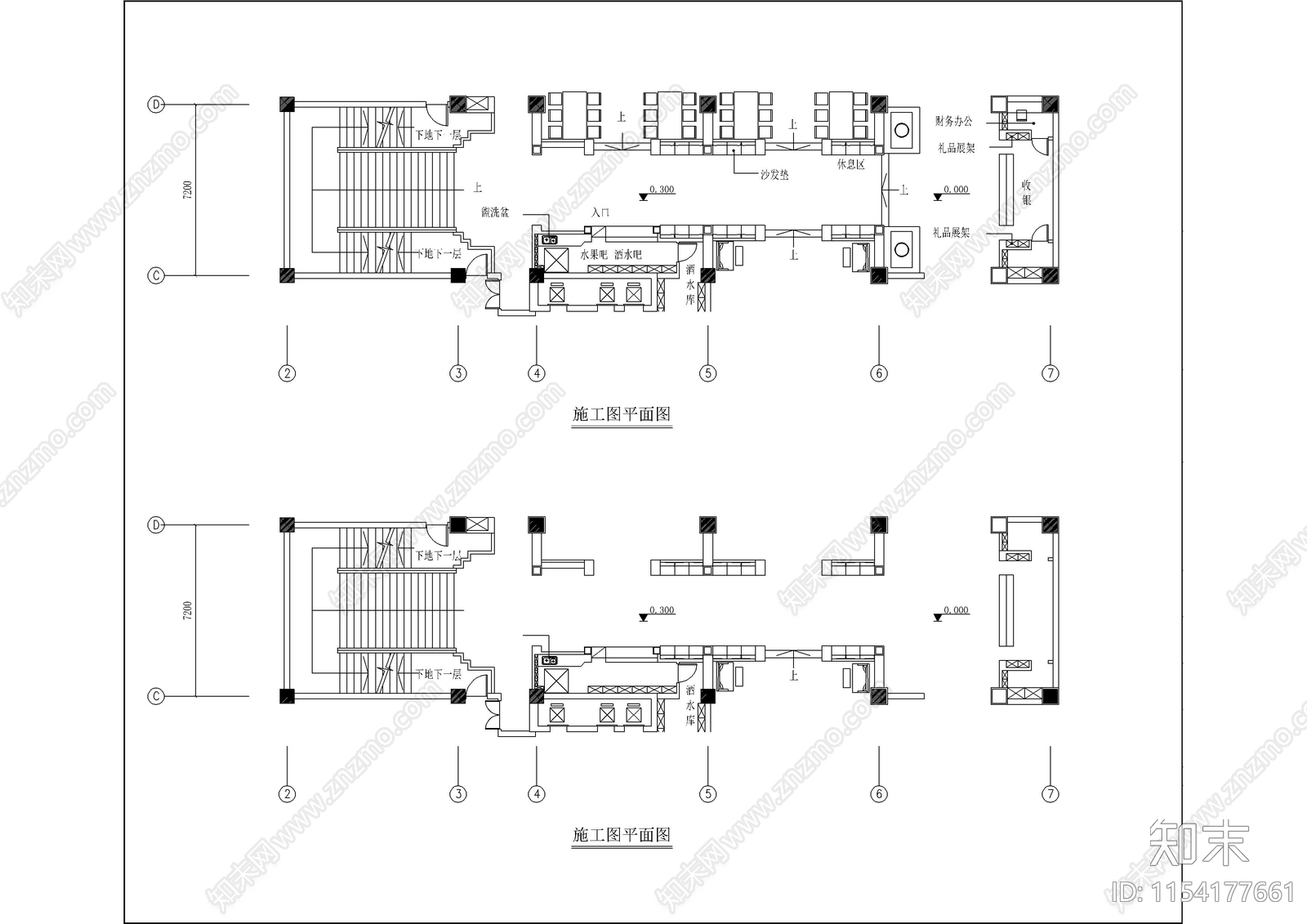 自助海鲜火锅店室内cad施工图下载【ID:1154177661】