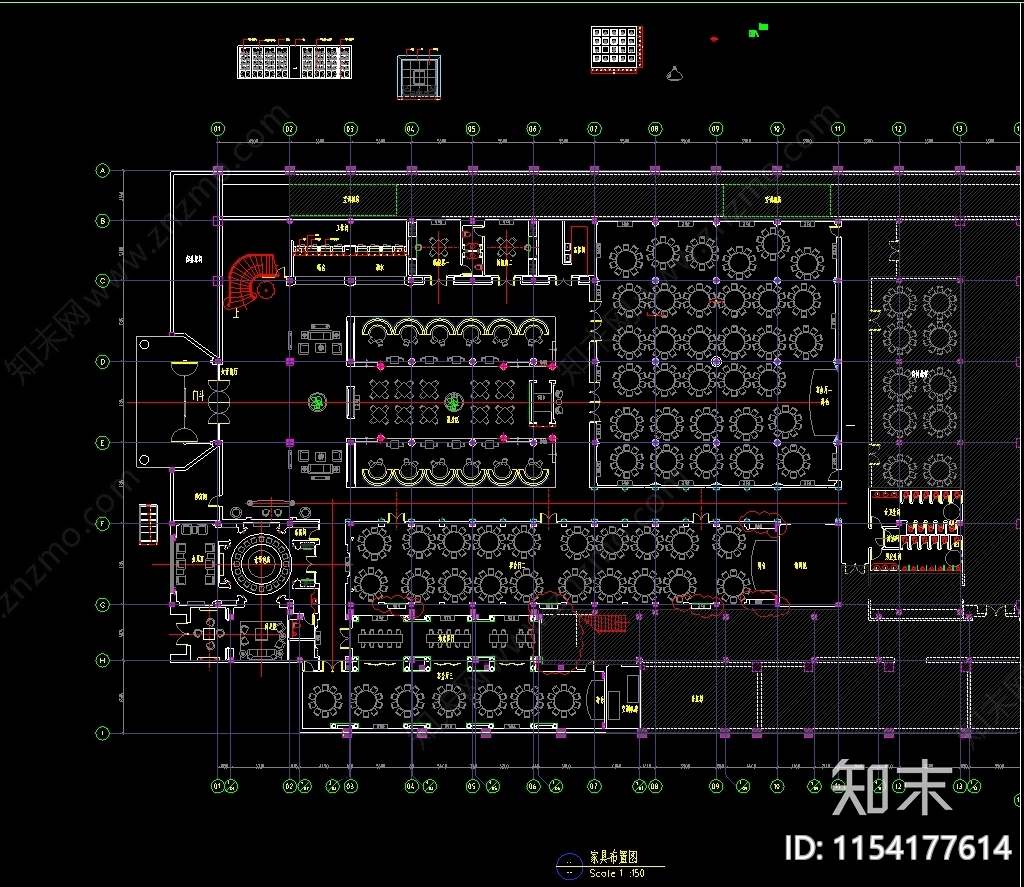 星级精品餐厅室内cad施工图下载【ID:1154177614】