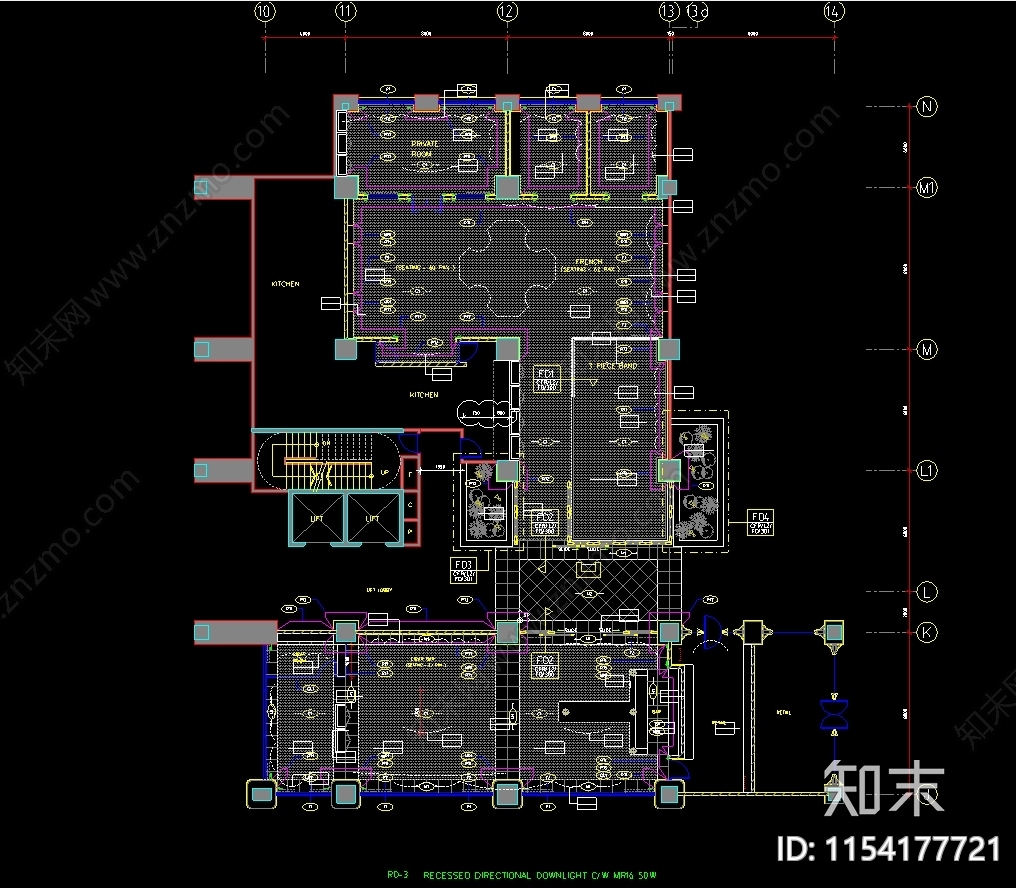 法式餐厅室内cad施工图下载【ID:1154177721】