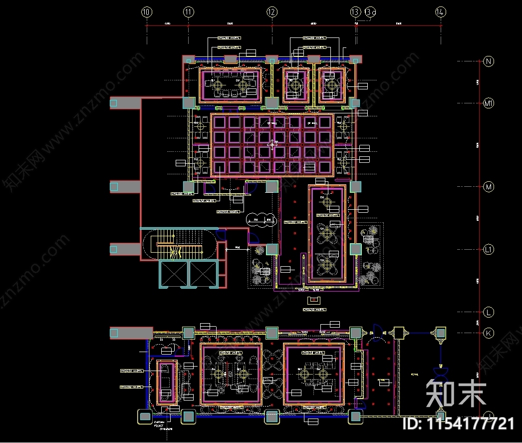 法式餐厅室内cad施工图下载【ID:1154177721】