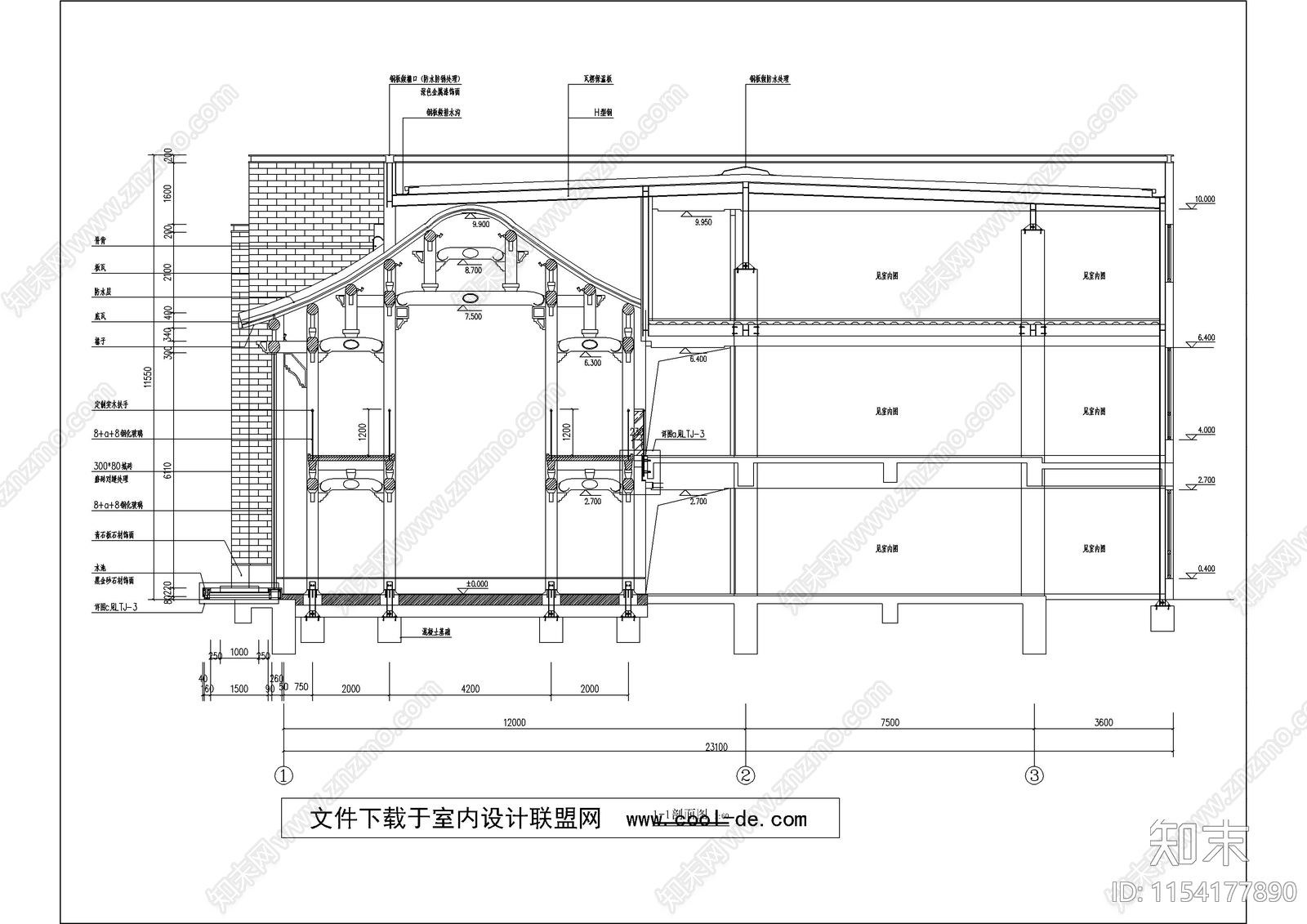 五星级豪华中式酒店室内cad施工图下载【ID:1154177890】