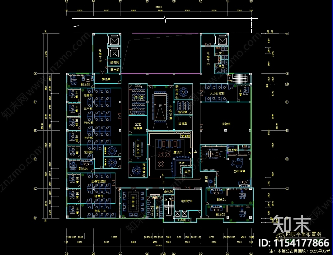 科技园办公室室内cad施工图下载【ID:1154177866】