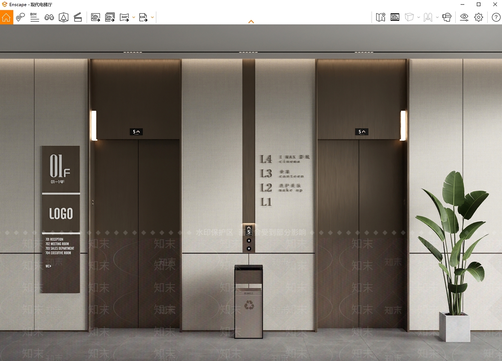 现代电梯门SU模型下载【ID:1154178561】
