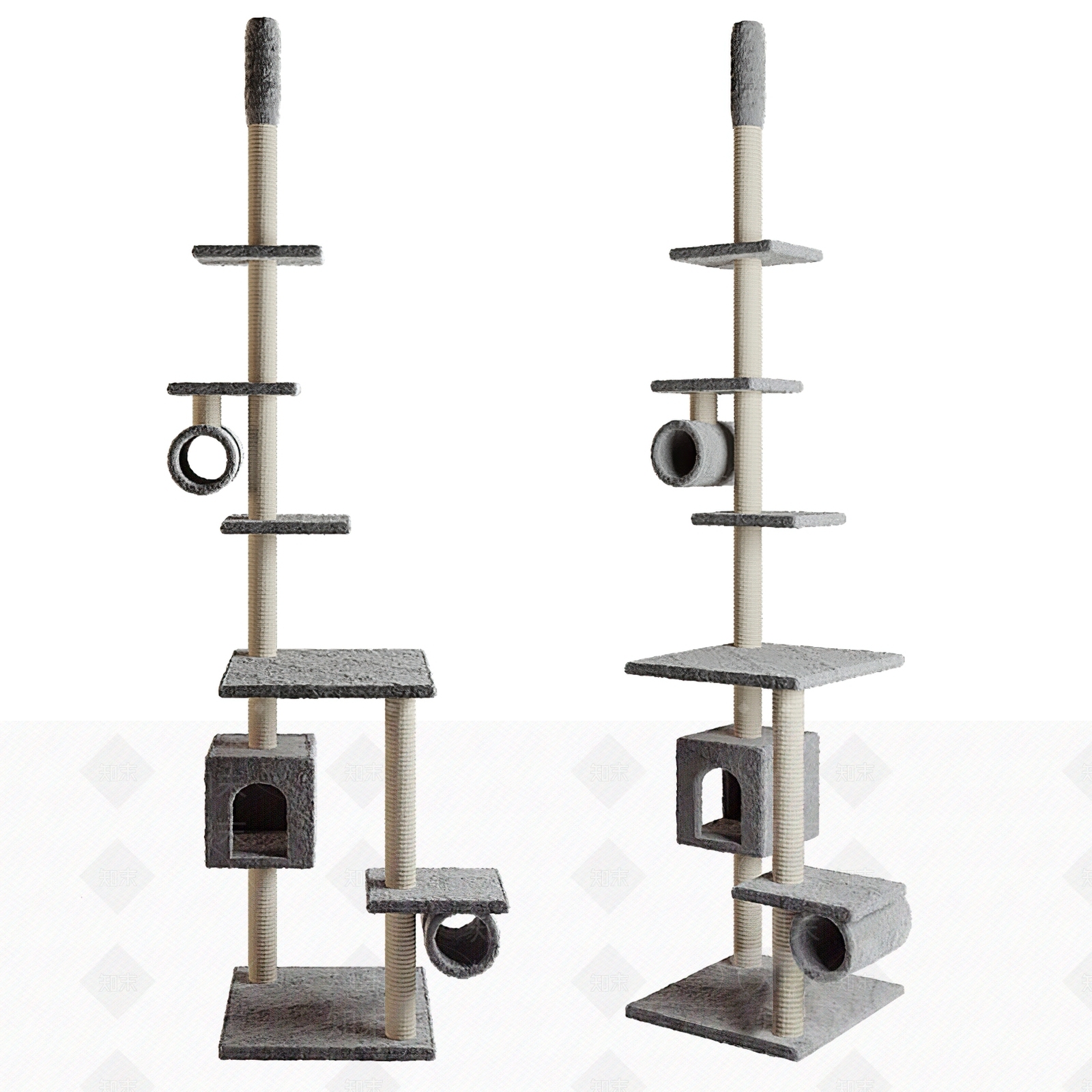 现代猫舍猫爬架组合3D模型下载【ID:1154182407】