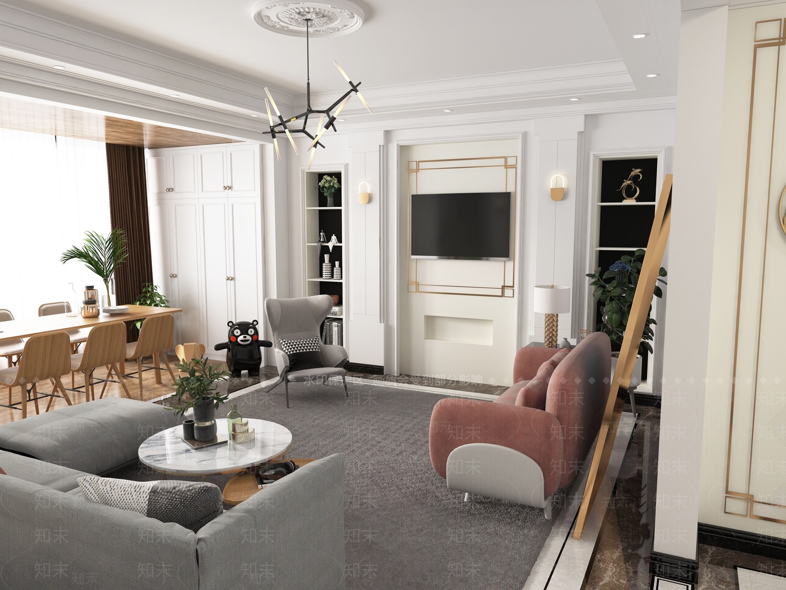 现代公寓客餐厅3D模型下载【ID:1154182631】