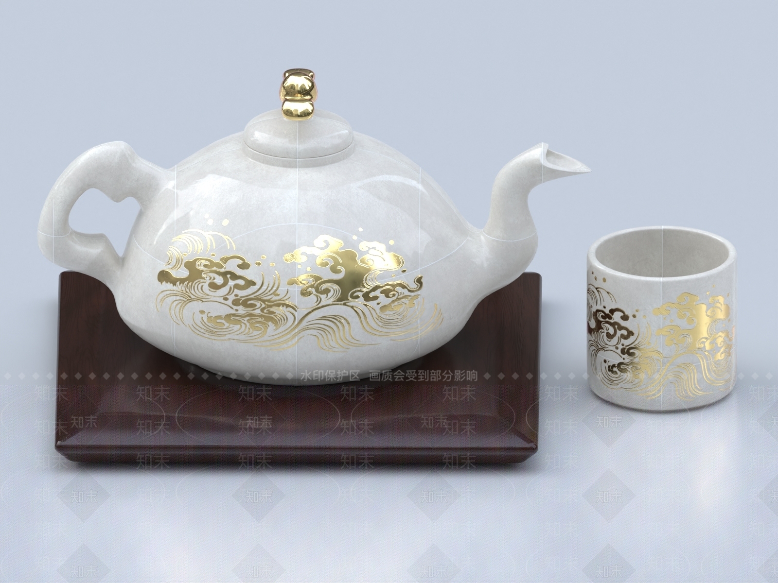 中式茶具3D模型下载【ID:1154182902】