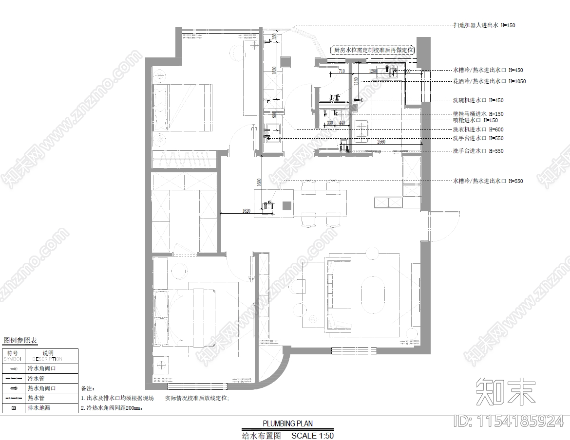 法式风格平层室内cad施工图下载【ID:1154185924】