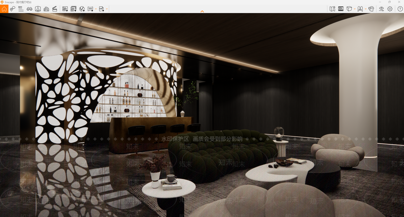 现代酒吧SU模型下载【ID:1154187486】