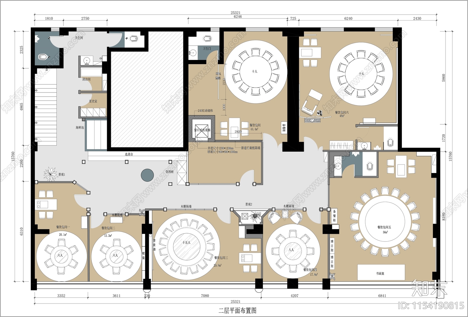 800m²港式茶餐厅平面布置图cad施工图下载【ID:1154190815】