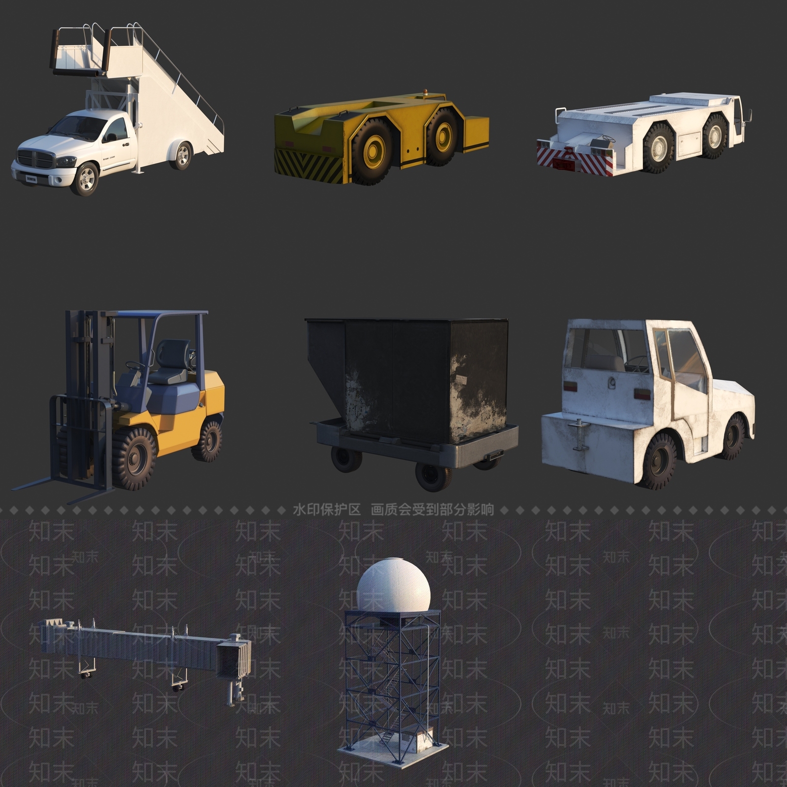 汽车机场设施3D模型下载【ID:1154190901】