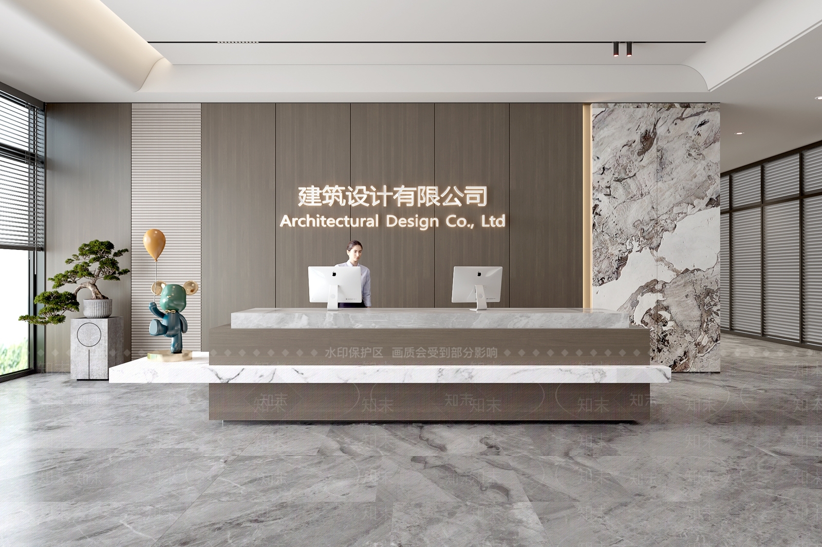 现代办公大堂SU模型下载【ID:1154192467】